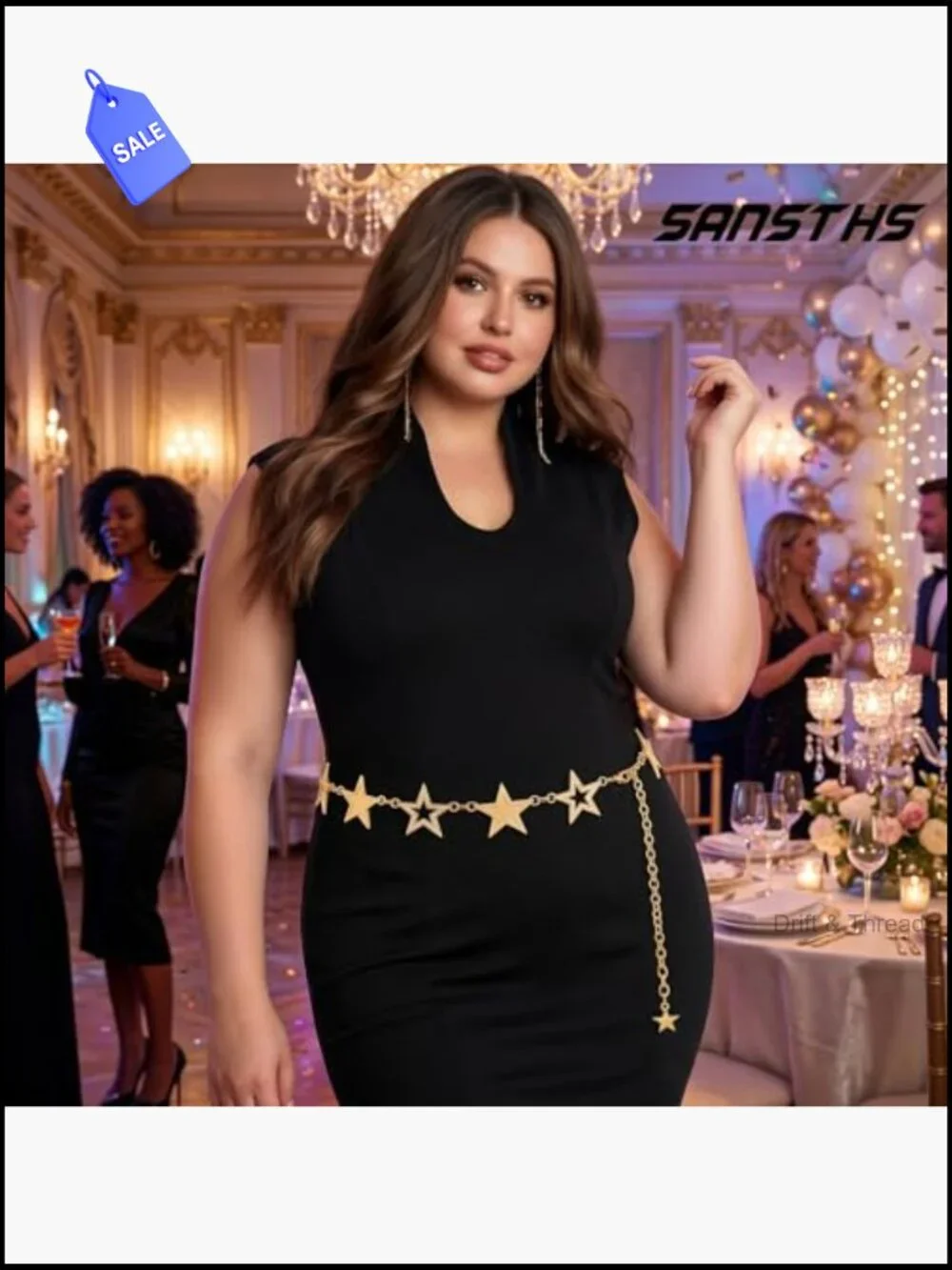 Adjustable Chunky Chain Belt Metal Waist Belt for Jeans Dress Parties
